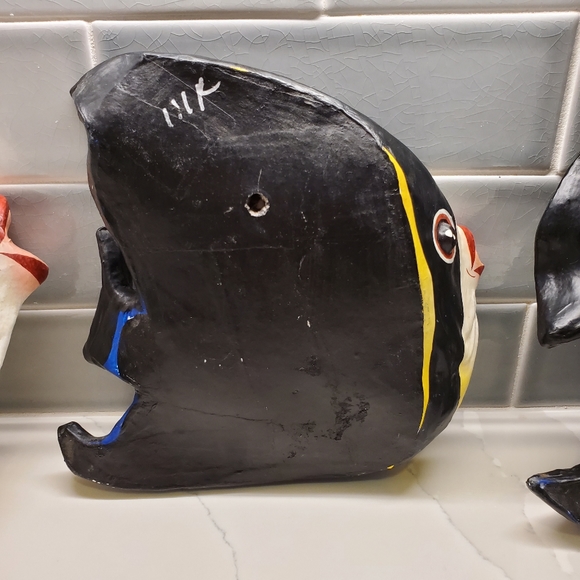Tropical fish, paper mache, set of 3 - Picture 14 of 17